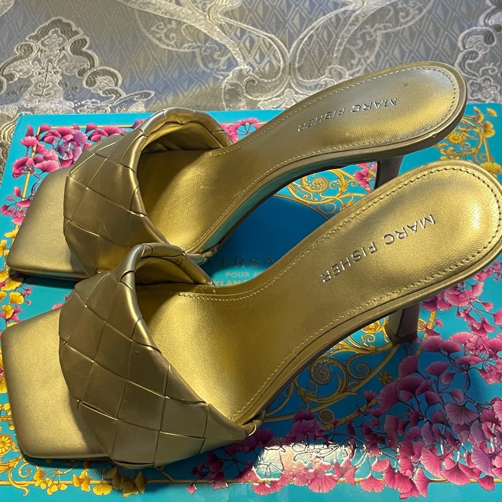 Gold Vince Camuto high heel sandal